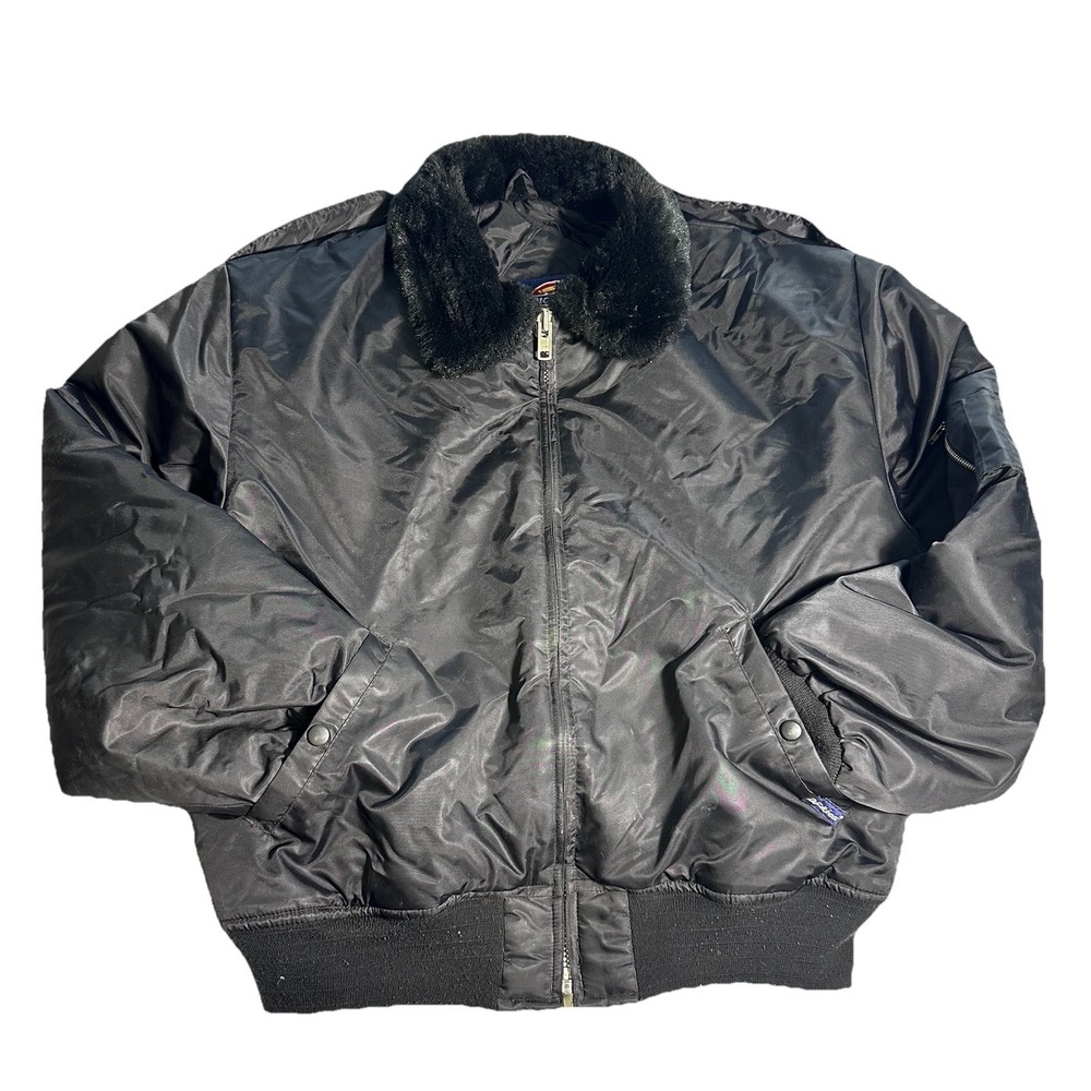 Dickies Bomber Jacket Men's Medium Black Faux Fur Collar Flight Jacket Workwear